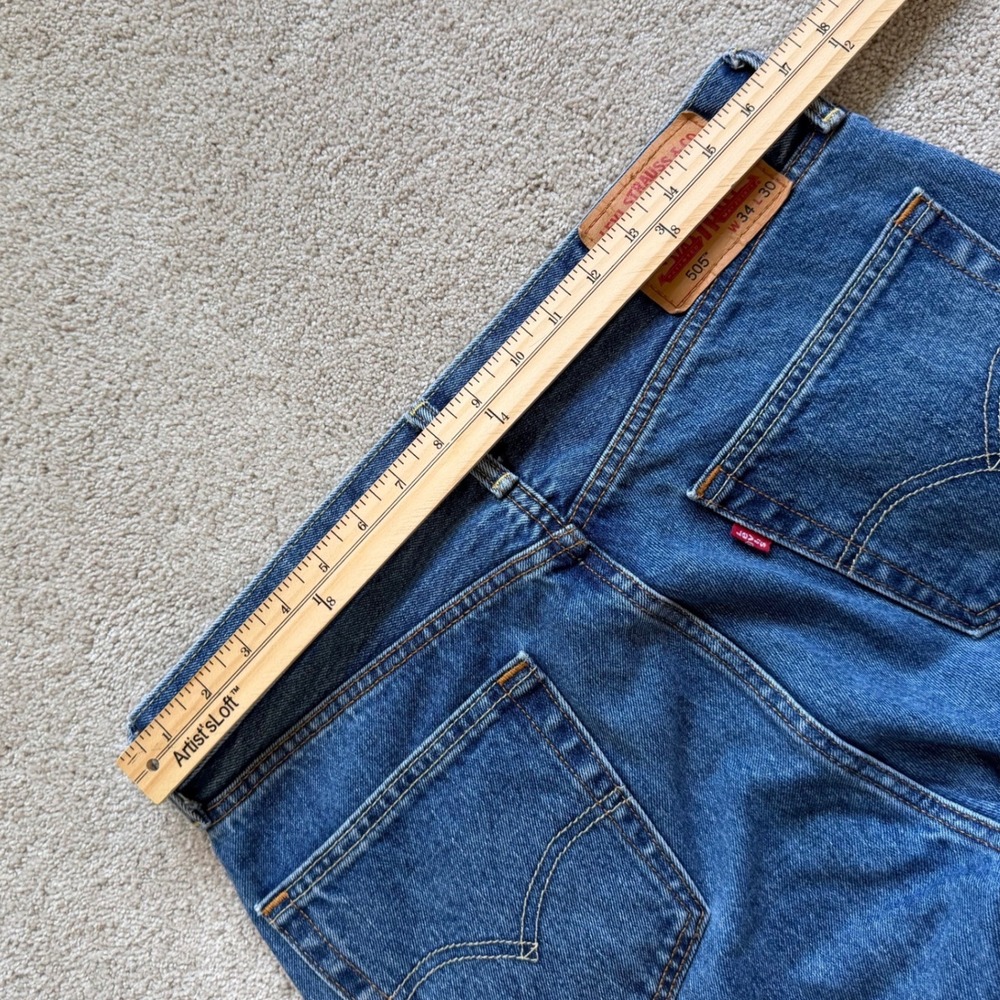 Levis 505 Regular Fit Straight Leg Jeans Medium Wash Blue Mens 34x30 - Picture 5 of 10